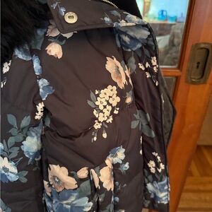 Abercrombie Kids Floral Puffer Jacket - Black and Blue